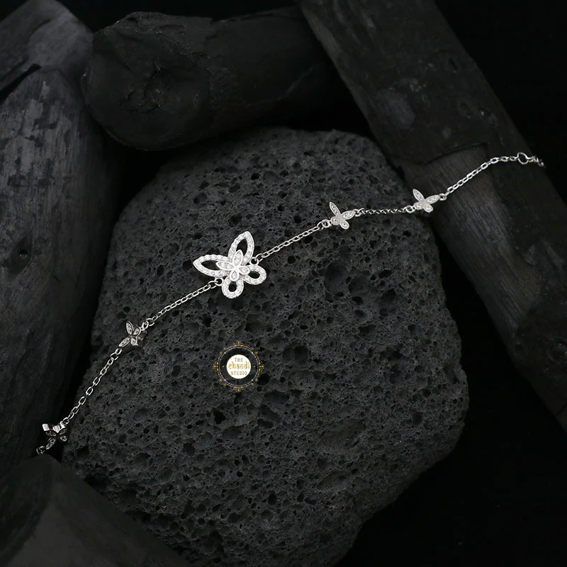 Sparkling Silver Mini Butterfly Bracelet - Image 4