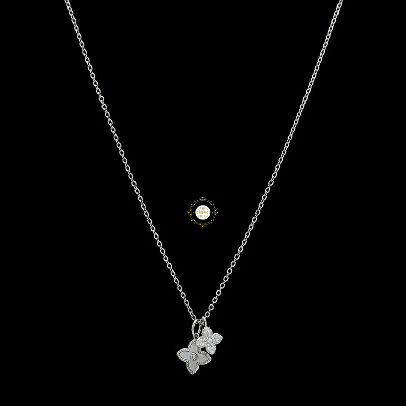 Sparkling Silver Mini Flower Necklace - Image 3