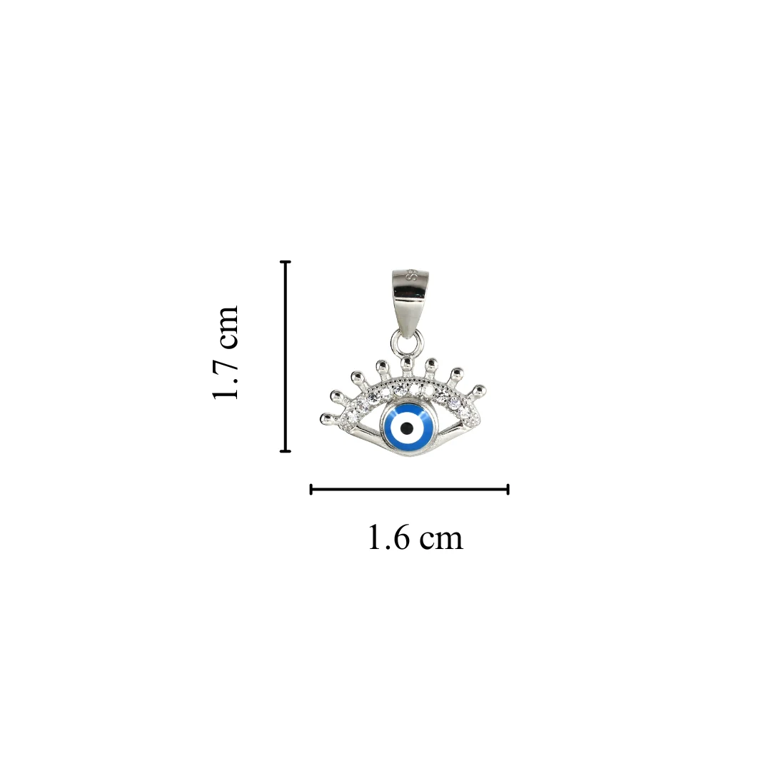 Sparkling Silver Minimal Evil Eye Pendant - Image 4