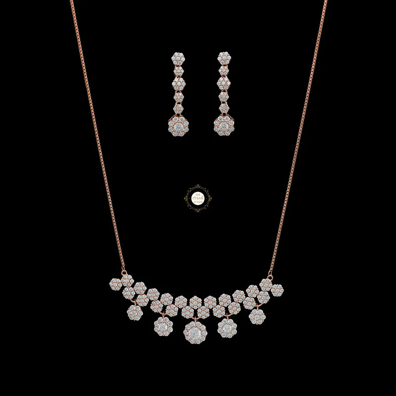 Sparkling Silver Moonlit Necklace With Earring - Image 3