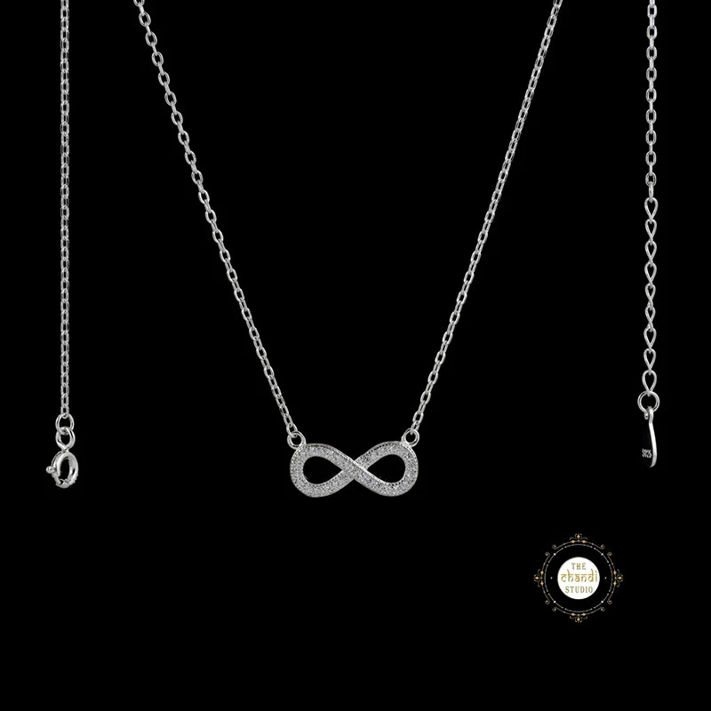Sparkling Silver Infinity Necklace - Image 3