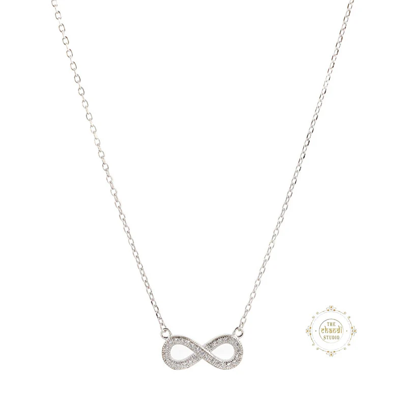 Sparkling Silver Infinity Necklace - Image 5