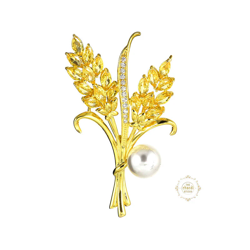 Sparkling  Silver Pearl Bloom Pin Brooch - Image 7
