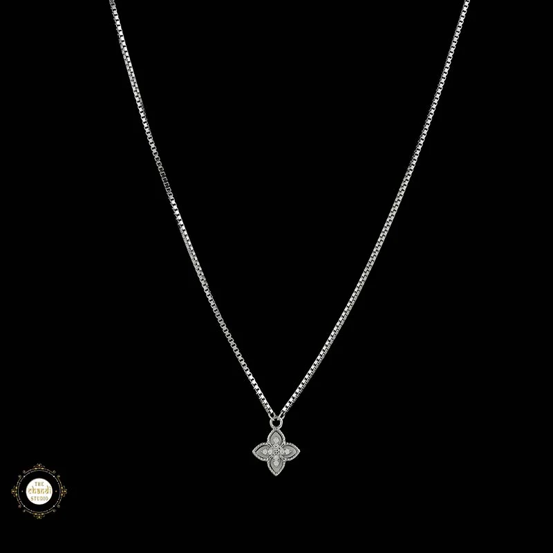 Sterling Silver Sparkling Silver Blossom Necklace - Image 3