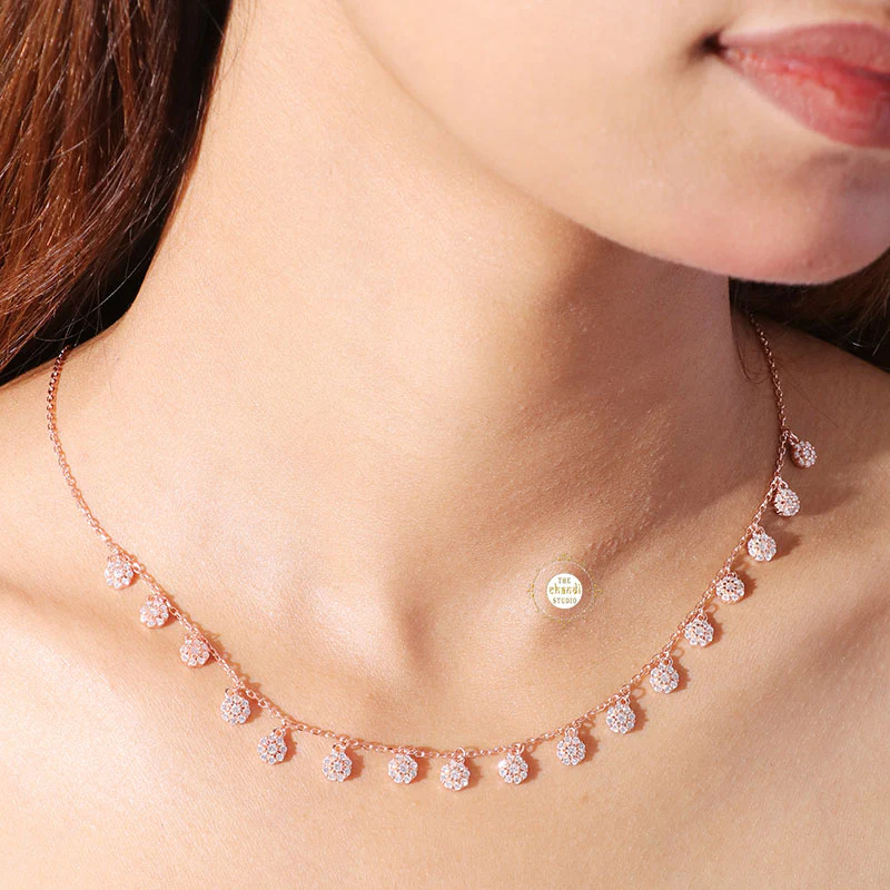 Sparkling Silver Twinkling Halo Necklace with Earring - Image 7