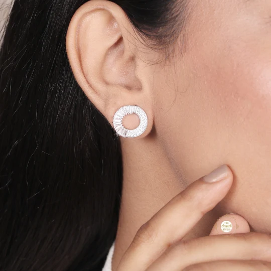 Sparkling Silver Twilight Circle Earring - Image 2