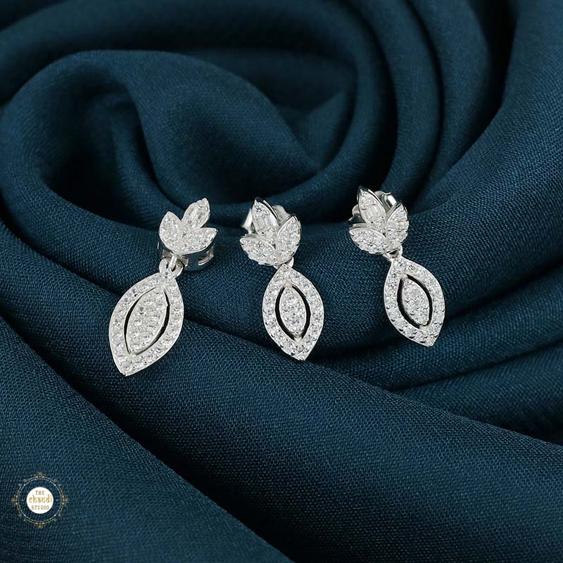 Sterling Silver Sparkling Silver Twinkle Drop Pendant Set (Without Chain)