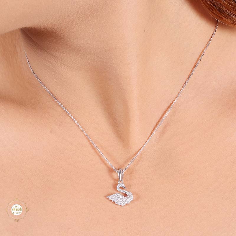 Sterling Silver Sparkling Silver Twinkle Swan Pendant Set (Without Chain) - Image 4