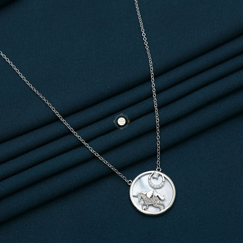 Sparkling Silver Unicorn Necklace - Image 3