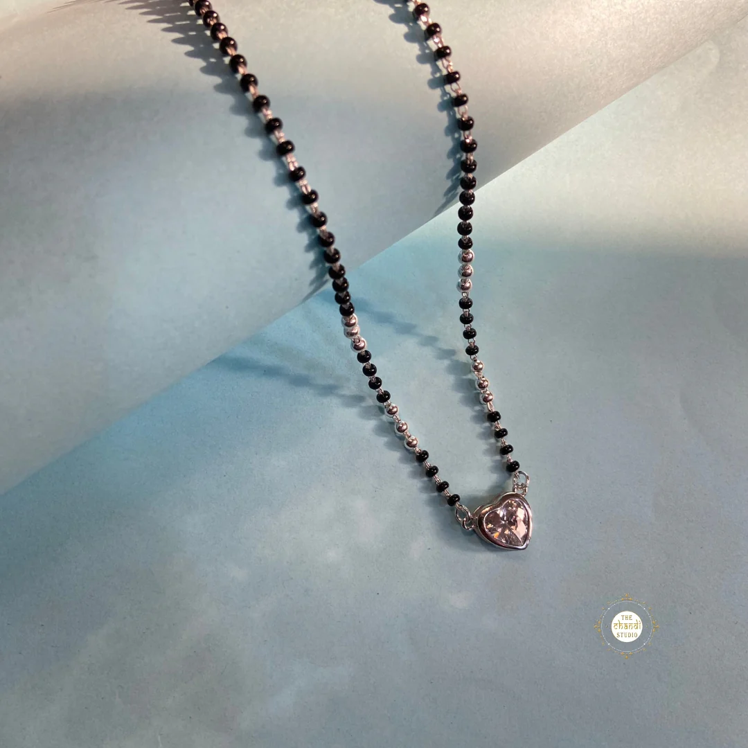 Sparkling Treasure Mangalsutra Pear Necklace With Earring - Image 3