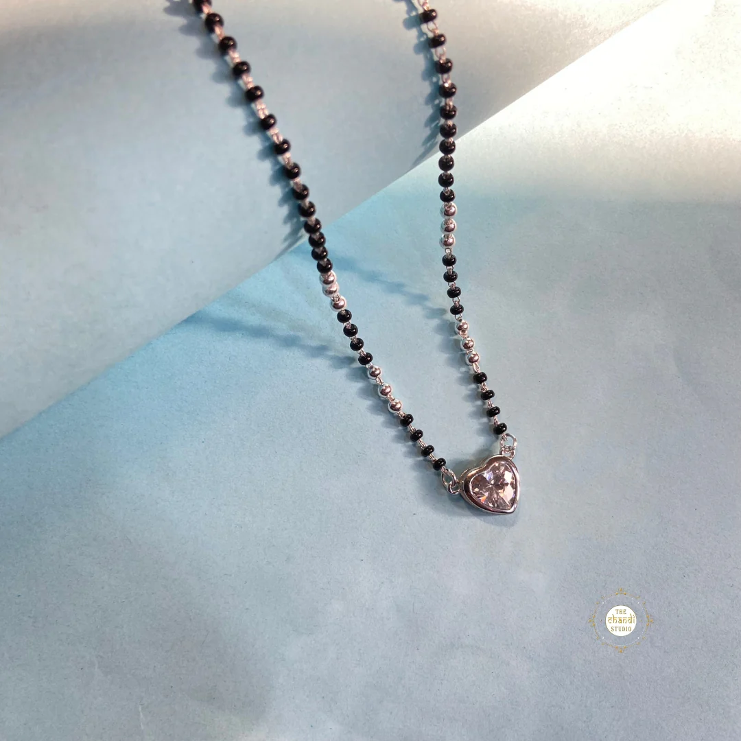 Sparkling Treasure Mangalsutra Pear Necklace With Earring - Image 4