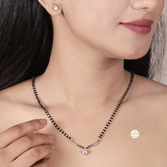 Sparkling Treasure Timeless Mangalsutra with Earring - Image 2