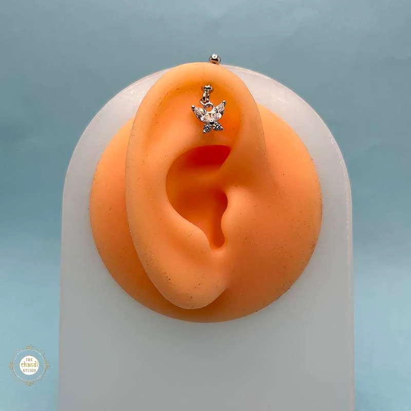925 Sterling Silver Butterfly Bugdi Earring Unisex (Piece) - Image 2