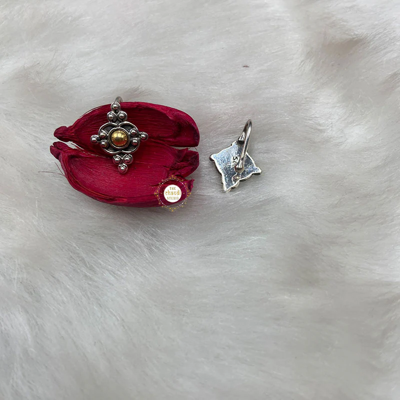 Sterling Silver Dual Tone Nose Pin (Clip On) - Image 5
