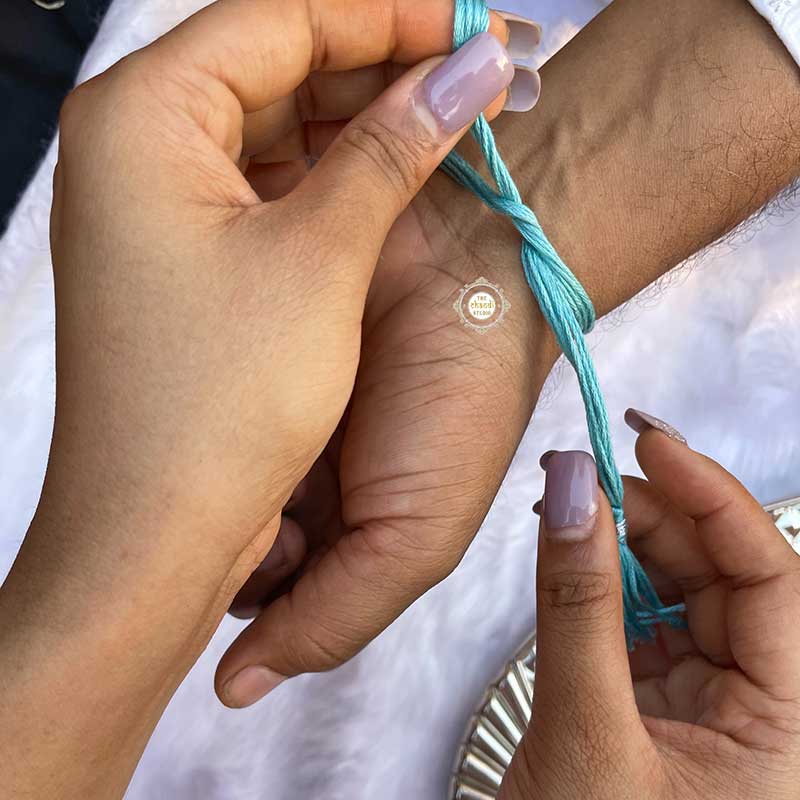 Sterling Silver Floral Paradise Rakhi (Turquoise) - Image 6