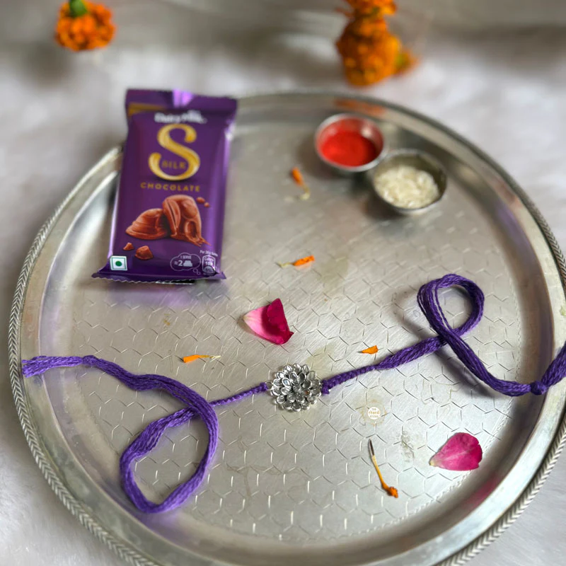 Sterling Silver Glass Stone Rakhi (Purple) - Image 2
