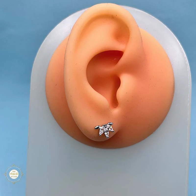 925 Sterling Silver Lotus Spark Stud Unisex (Piece) - Image 2