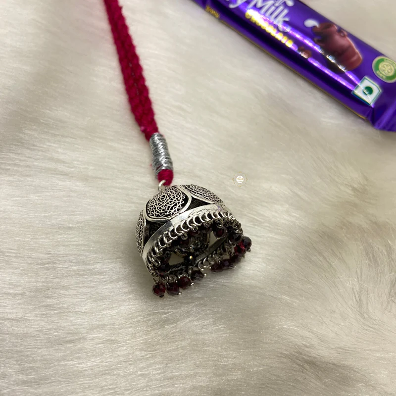 Sterling Silver Lumba Rakhi (Pink) - Image 2