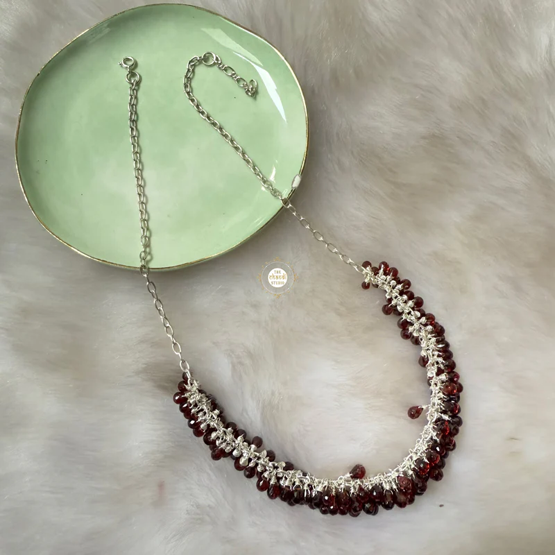 Sterling Silver Natural Garnet Necklace - Image 3