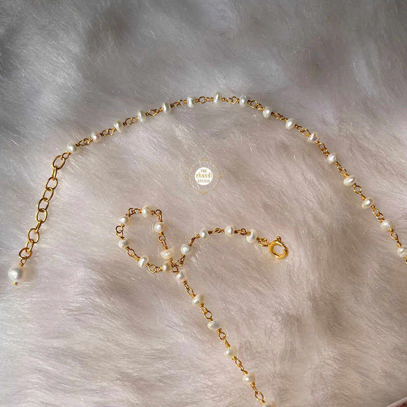 Sterling Silver Navratna Pearl Necklace - Image 2