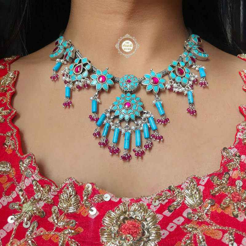 Turquoise Overload Necklace With Earring - Image 8