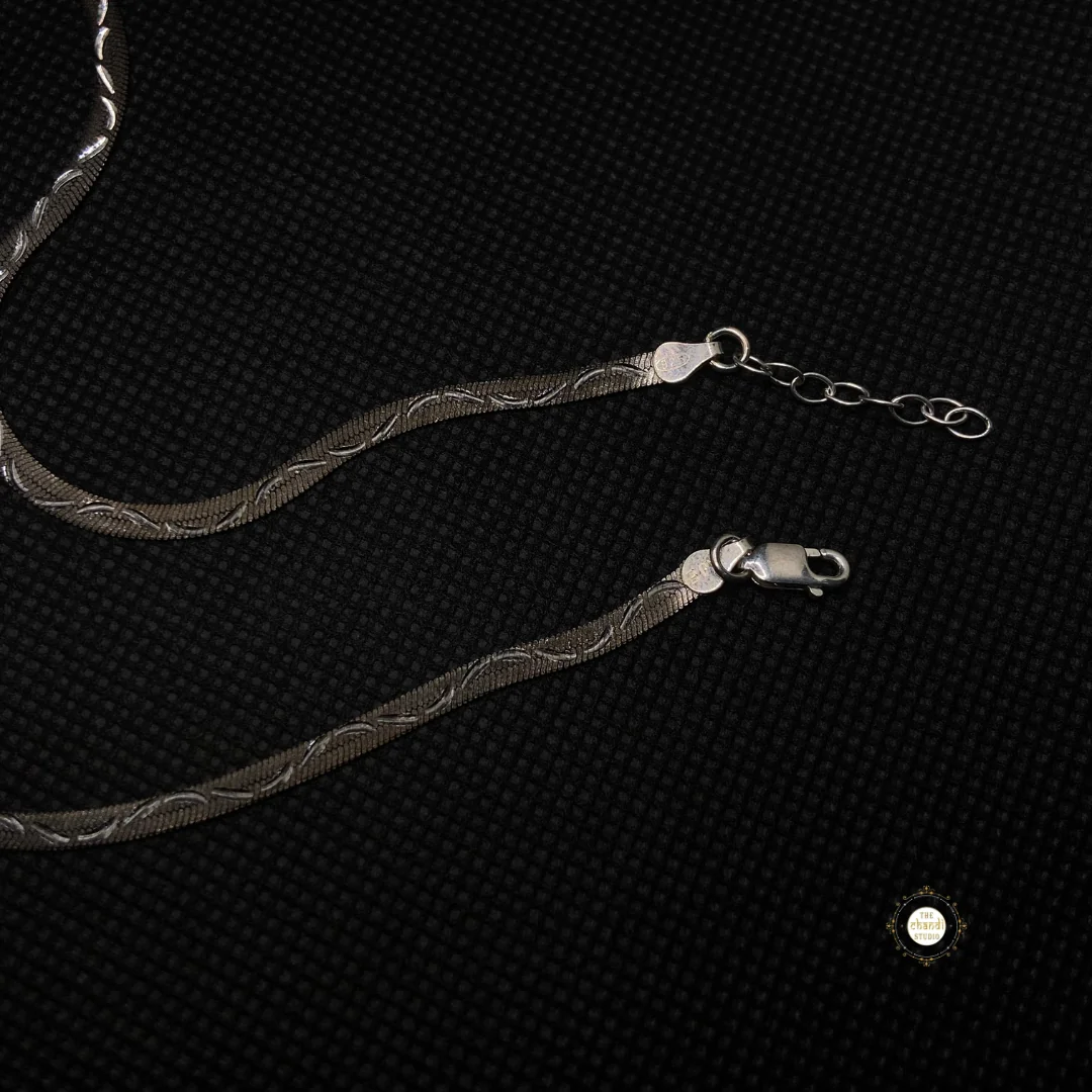 Sterling Silver Dual Tone Plain Anklet - Image 2