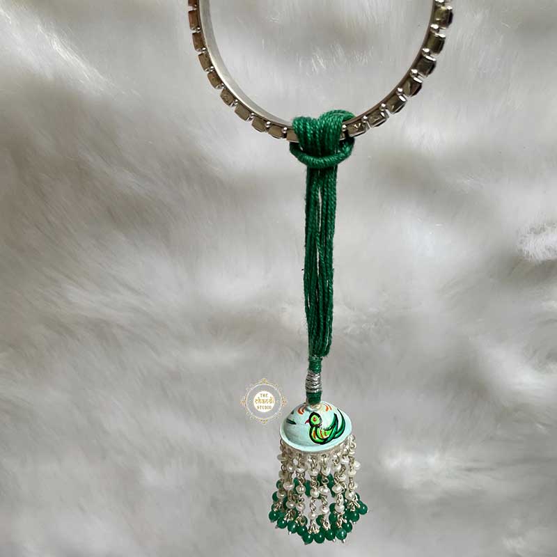 Sterling Silver Quirky Parrot Hand Painted Lumba Rakhi - Image 4