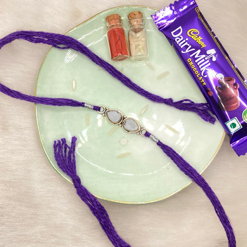 925 Sterling Silver Rakhi Mirror Rakhi - Image 2