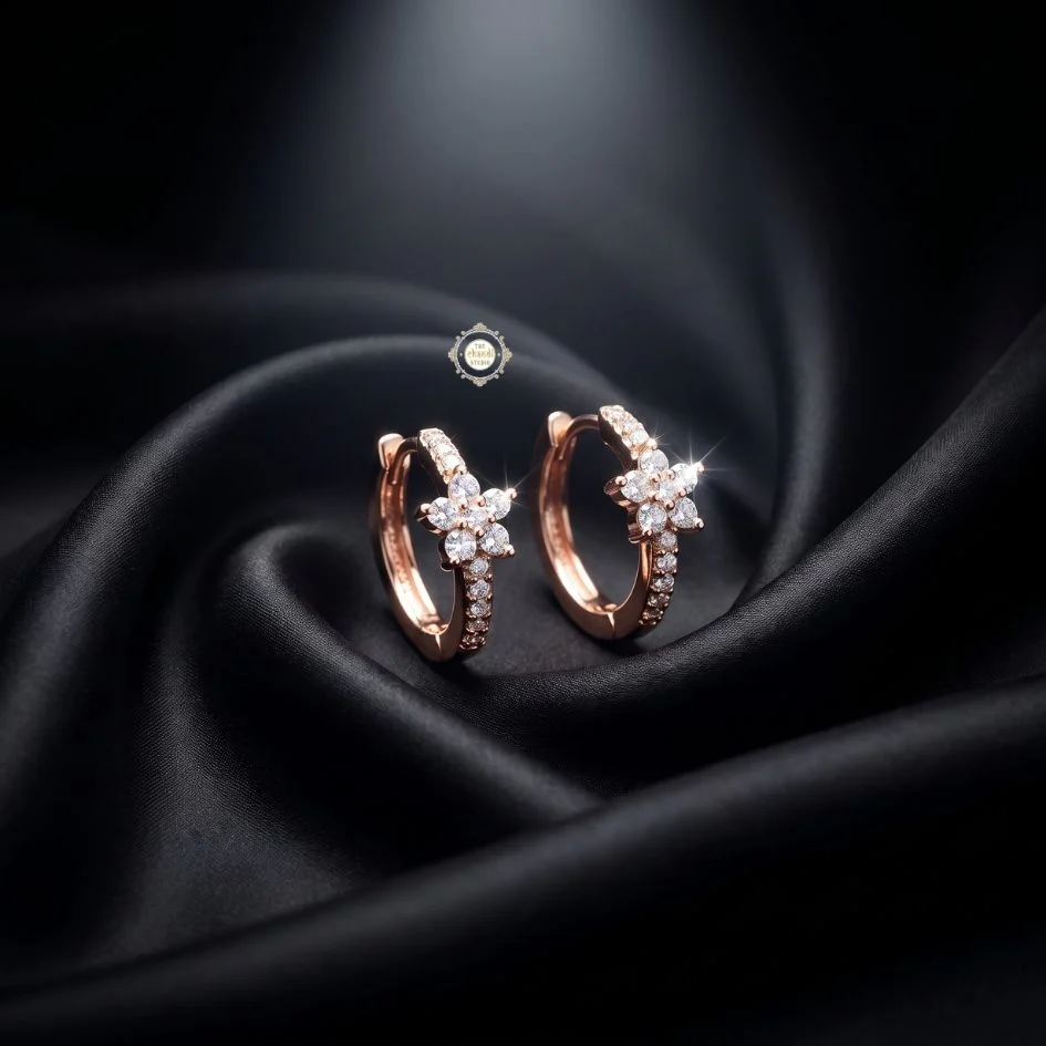 Sterling Silver Sparkling Floral Earring - Image 4