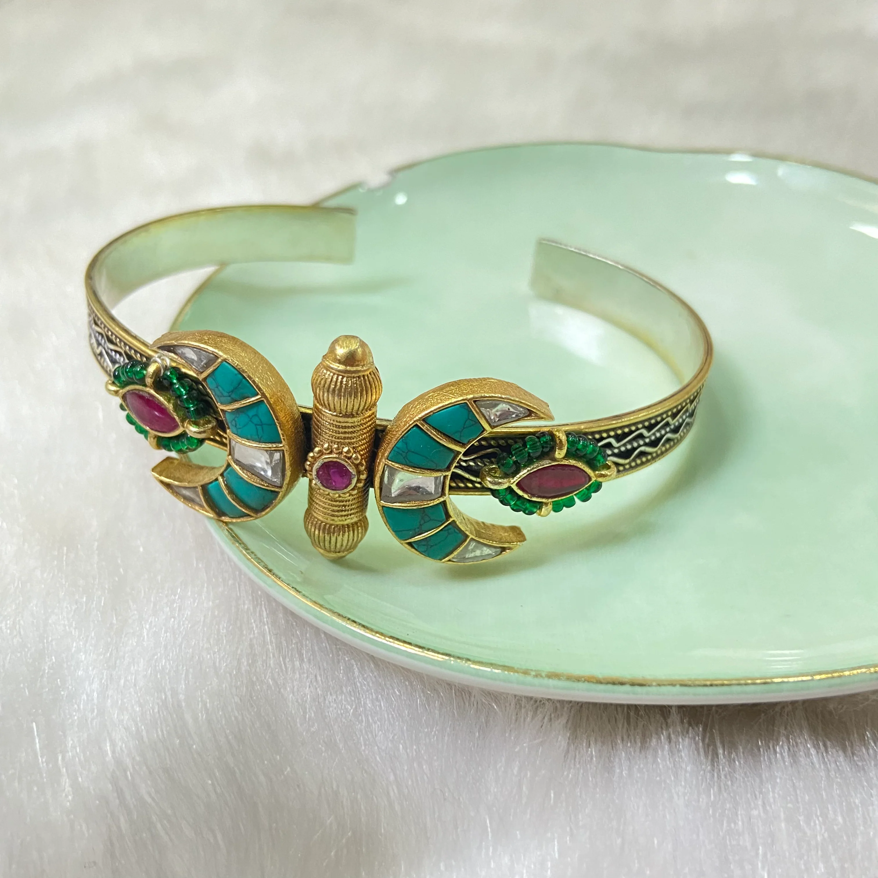 Sterling Silver Feroza Phool Kada (Piece) - Image 2