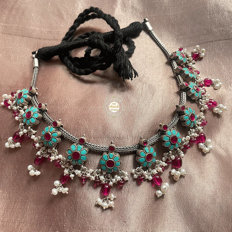 Summertime Turquoise- Ruby Chitai Necklace Set - Image 4