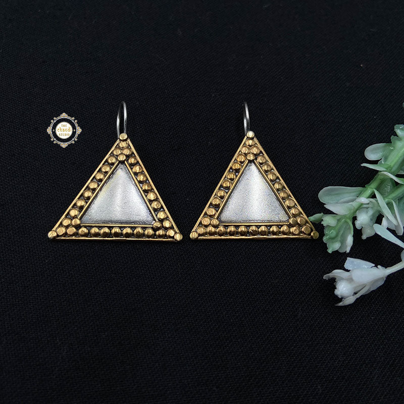 Trikona Earrings Dual Tone - Image 4