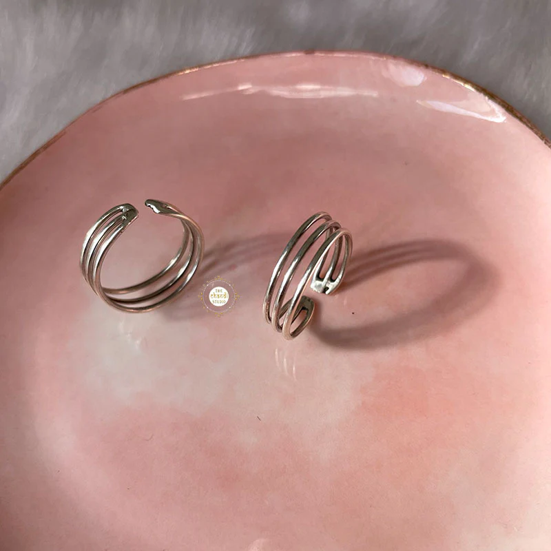 Triple Layer Silver Toe Ring - Image 4