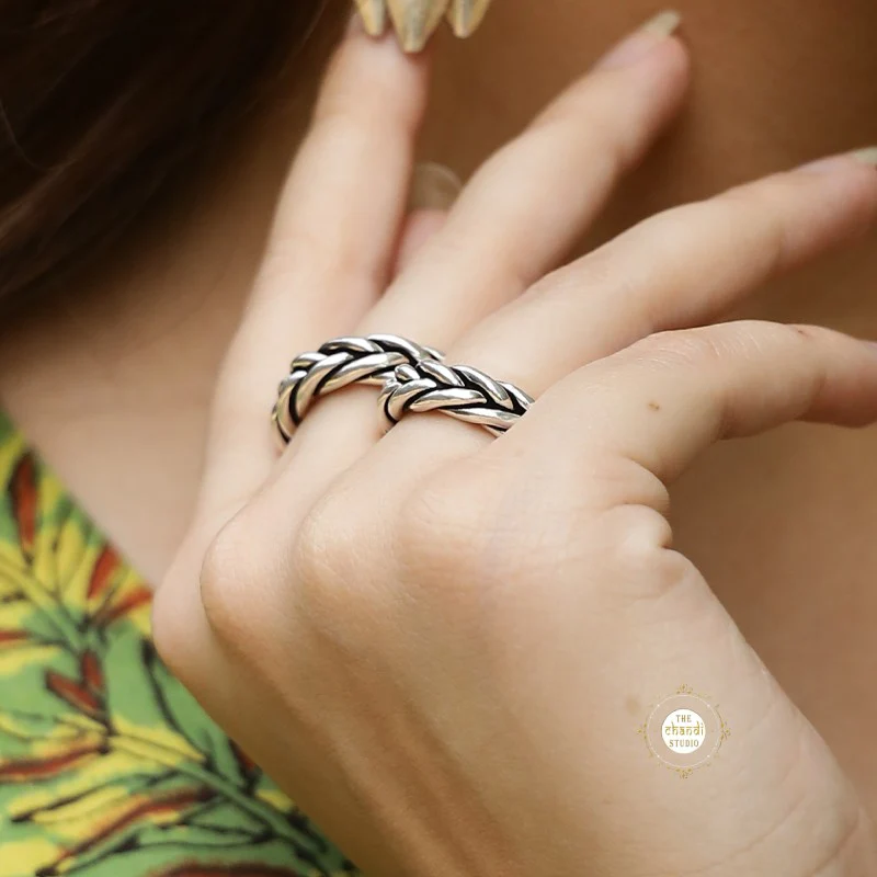 Unisex Braid Band Ring - Image 3